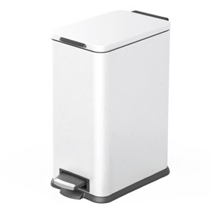 Home Zone Living 4 Gallon Slim Stainless Steel Kitchen Trash Can with Step Pedal and Soft Close Lid, Silver - 1 of 4