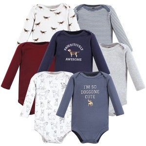 Hudson Baby Infant Boy Cotton Long-Sleeve Bodysuits, Boy Dogs 7-Pack - 1 of 4