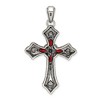 Black Bow Jewelry Sterling Silver, Red CZ & Marcasite Antiqued Passion Cross Pendant - 3 of 4