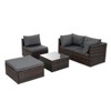 GlasFlength 5PCS Patio Seating Rattan Furniture Set Sectional Sofa Cushioned Garden, Tempered Glass Table, Grey, 28.94"*28.55"*24.8" - 2 of 4