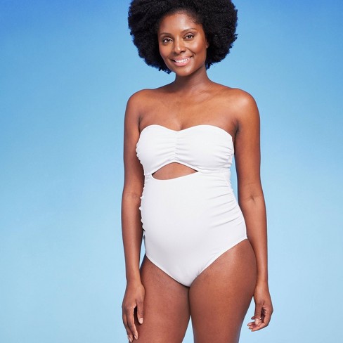 Off The Shoulder One Piece Maternity Swimsuit - Isabel Maternity By Ingrid  u0026 Isabel™ White S : Target