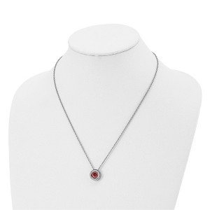 Chisel Stainless Steel Polished Cubic Zirconia July Birthstone Circle Pendant on a 20" Multi-Link Chain Necklace - 1 of 4