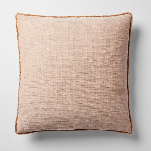 Euro 26''x26'' Textured Chambray Cotton Decorative Throw Pillow Warm Brown  - Casaluna™ : Target
