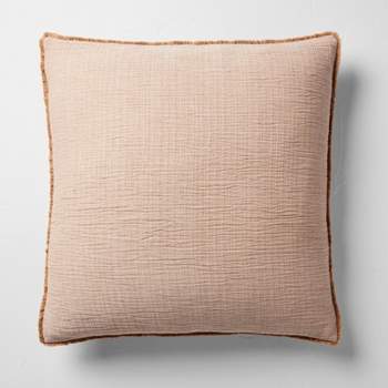 Euro 26''x26'' Textured Chambray Cotton Decorative Throw Pillow Warm Brown - Casaluna™