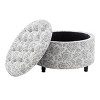 Wovenbyrd Prescott 28" Large Round Pintucked Storage Ottoman with Lift off lid - 4 of 4