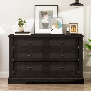 Dressers & Chests Of Drawers, Chest Of Drawers With 6 Drawers, Metal Handle, Scratch Resistant Waterproof Sideboard Console Table For Bedroom - 1 of 4