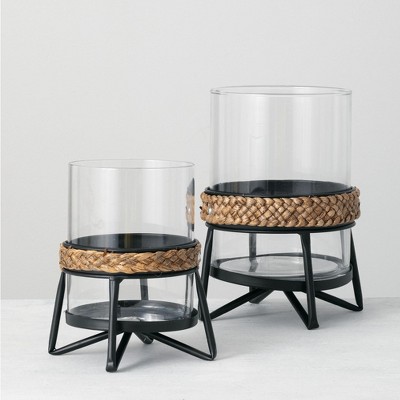 Sullivans Set of 2 Pillar Candle Holder 9.5"H & 7.25"H Black