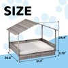 BENCMATE Pet Crates and Houses Premium Wicker Pet House, Elevated Indoor and Outdoor Rattan Dog Bed with Plush Cushion, Gray, 32.1"*27.6"*5.3" - 3 of 4