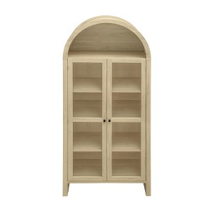 Gulches 70.28" Arched Pantry - Modern Farmhouse Wood Storage Cabinet with Adjustable Shelves & Magnetic Door, Versatile Cupboard for Dining Room - 1 of 4