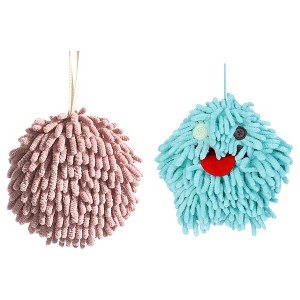 REGALWOVEN 2 Pcs Cute Comfortable Soft Absorbent Chenille Fuzzy Hand Towel - 1 of 4