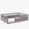 NicBex Kids Montessori Bed with Fence,Wood Floor Bed with High Guardrails Design,Twin/Full Size Toddler bed for Bedroom Playroom,White/Gray/Brown - image 3 of 4