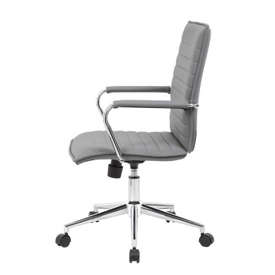 Gray Vinyl Mid-Back Task Chair with Chrome Arms