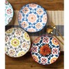 Lorren Home Trends Decorative Bone Pasta Bowls with Floral Pattern, Set of 4, Multi-Color - 4 of 4