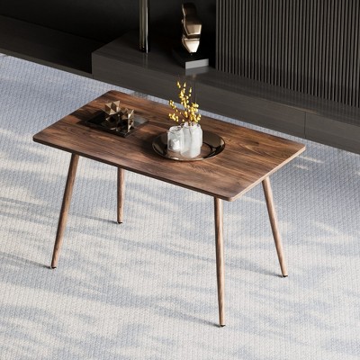 47" Minimalist MDF Dining Table, Metal Legs, Small Sized Dining Table, Computer Desk, Office Desk, Kitchen Table, for Home & Kitchen - Walnut