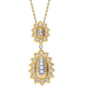 Guili Rhodium and 14K Gold Plated Pendant Necklace with Dazzling Cubic Zirconia, Offering Timeless Elegance and Radiant Sophistication - 1 of 3