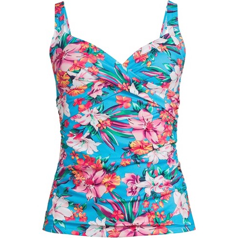 Lands' End Women's Ddd-cup Chlorine Resistant V-neck Wrap Underwire Tankini  Swimsuit Top Adjustable Straps - 10 - Turquoise Lily Palm : Target