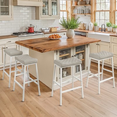 Arceso Counter Height Bar Stools Set of 4, Barstools with Thick PU Leather Saddle Seat & Metal Legs,24Inch Kitchen Counter Stools