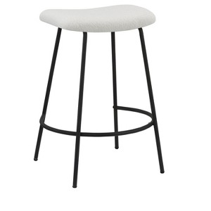 HomeRoots Set of Two 26" White and Black Fabric and Metal Backless Counter Height Bar Chairs - 1 of 4