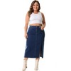 Agnes Orinda Women's Plus Size High Waist Side Slit Button with Pockets Midi Denim Jean Skirts - image 3 of 4