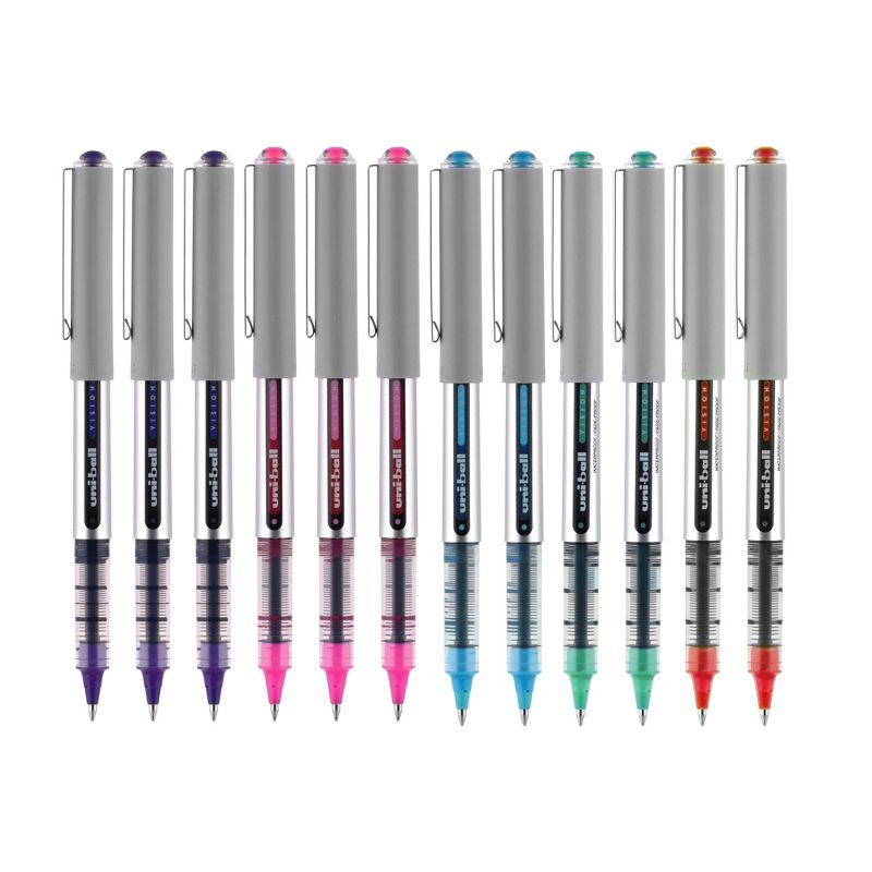 uni-ball Vision Stick Roller Ball Pens, 0.7 mm Fine Tip, Assorted Colors, Set of 12, 2 of 5