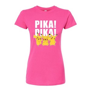 Women's - Pokémon - Multi Pikachu Pika Pika Fitted Graphic T-Shirt - 1 of 3