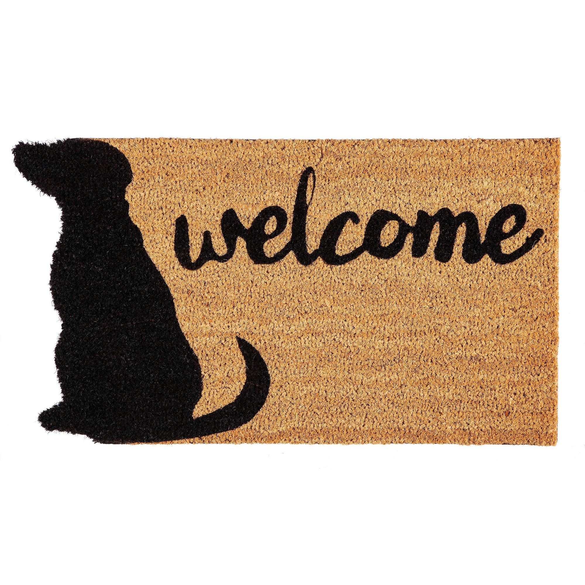 Evergreen Dog Welcome Shaped Indoor Outdoor Natural Coir Doormat 1'4"x2'4" Brown