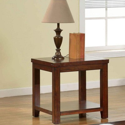Vynxaria Transitional End Table with Open Shelf, Dark Cherry Finish, 23.5"L x 22"W x 24"H