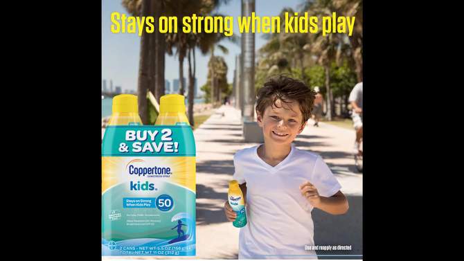 Coppertone Kids Sunscreen Spray - SPF 50 - 11oz - Twin Pack, 2 of 14, play video