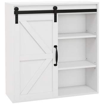Over the Toilet Storage Rack with 2 Open Shelves and Doors, Black -  ModernLuxe