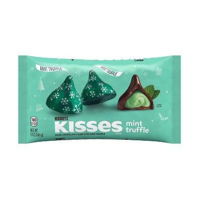 Hershey's Kisses Holiday Dark Chocolates Filled With Mint Truffle - 9oz