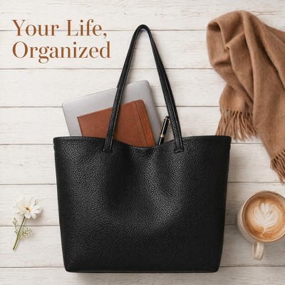 INSPIRE CHIC Spacious Totes for Women Shoulder Bag with Soft Texture and Detachable Coin Purse 11.8 * 4.3 * 10.6 inches Black — фото 6