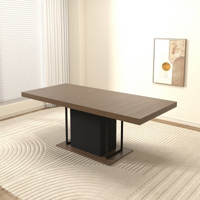 Modern Wooden Extendable Kitchen Dining Table,4-10 Seater Rectangular Expandable Large Side Table For Dining Room Office-Coolbibila