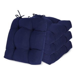 Aoodor 19x19x5 Inch Tufted Outdoor Chair Cushions, Water and Fade Resistant Polyester Dining Chair Pads with Ties for Patio Furniture, Set of 4 - 1 of 4