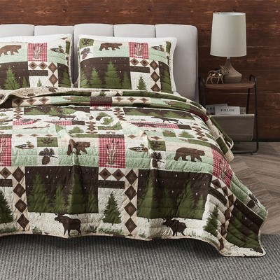 Great Bay Home Rustic Lodge Reversible Quilt Set With Shams