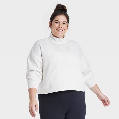 Women's Sandwash Half Zip Pullover - All In Motion™ Cream Xxl : Target