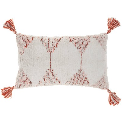 Nicole Curtis Rustic Rust Woven Cotton 12"x20" Lumbar Throw Pillow