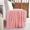 Itopfox Light Pink Flannel Fleece Throw Blanket, Soft Plush Cozy Valentines Blankets, Birthday Gifts for Mom, Women, Mothers Day with Square Grid - 3 of 4