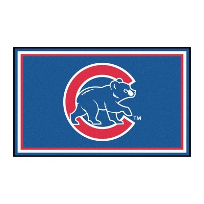 MLB Chicago Cubs 4'x6' Bear Logo Plush Area Rug - Blue