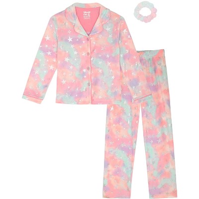 Sleep On It Girls 2-Piece Button-Front Coat Pajama Set