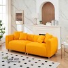 3-Seater Sofa for Living Room, Armrest Sofa with Spring Support and Metal Legs, Solid Wood Frame Sofa with Cotton-Linen Cushion-Coolbibila - 3 of 4