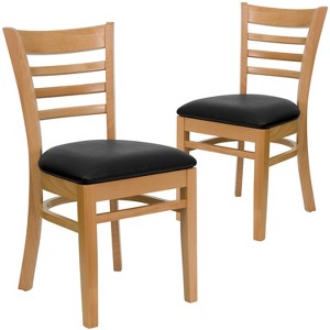 Emma and Oliver 2 Pack Ladder Back Wooden Restaurant Chair - 1 of 4