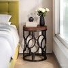 Lirago Brown Round End Table MDF Metal Frame 17.72"D x 17.72"W x 23.62"H Industrial Side Table Storage Shelf - 3 of 4