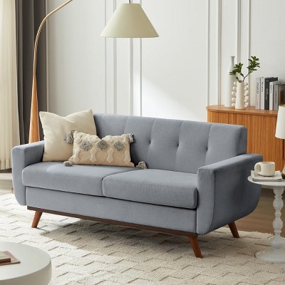 Vipbear 66'' Loveseat Sofa, Mid Century Modern Love Seat Sofas and Comfy Linen Couches for Living Room, Easy Assembly