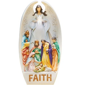 Collections Etc Hand-Painted LED Lighted Faith Angel Nativity Scene Decoration White - 1 of 2