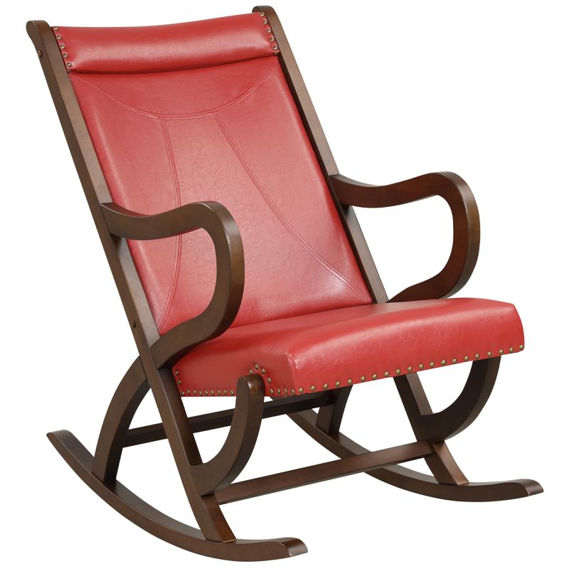 Tangkula Rocking Chair w/ Cushion Ergonomic Backrest &115-Degree Backrest Angle &Curved Armrests for Nursery Living Room Black/Red, 1 of 8