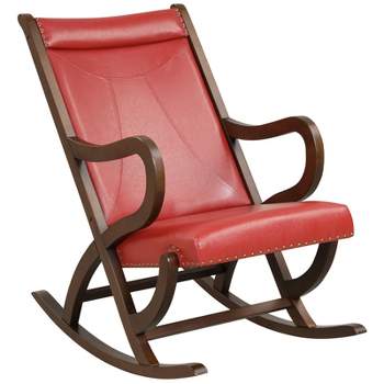 Tangkula Rocking Chair w/ Cushion Ergonomic Backrest &115-Degree Backrest Angle &Curved Armrests for Nursery Living Room Red