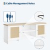 Rattan TV Stand Fits TVs Up to 70 Inches, Farmhouse Entertainment Center with 2 Cabinets and Open Shelves, Wooden Media Console Table for Living Room - 2 of 4