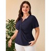 Whizmax Women Plus Size V Neck Button Blouse Short Sleeves Summer Comfy Lightweight Casual Tunic Tops - 4 of 4