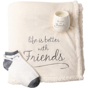 Pavilion Gift Company - Friends - 42" x 50" Lined, Royal Plush Blanket Gift Set - Throw Blankets - 1 of 4
