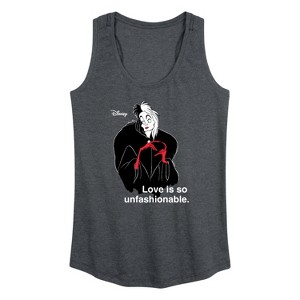 Women's - Disney Villains - Cruella De Vil Love Unfasionable Graphic Racerback Tank - 1 of 4